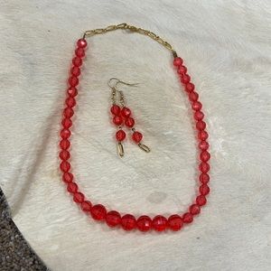 Vintage bead necklace and earrings set
